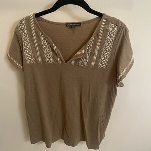 Lauren Ralph Lauren Women's Brown Embroidered Top